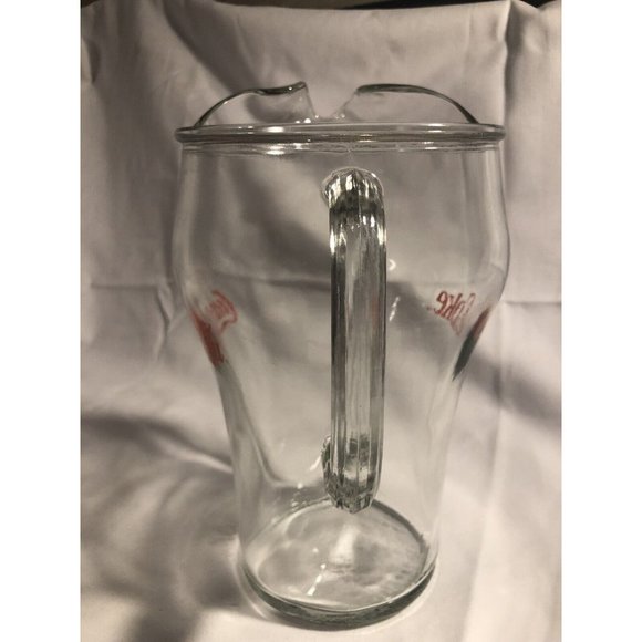 Vintage Coca Cola Clear Glass Bar Pitcher Red Lettering Soda Advertising - Picture 7 of 9